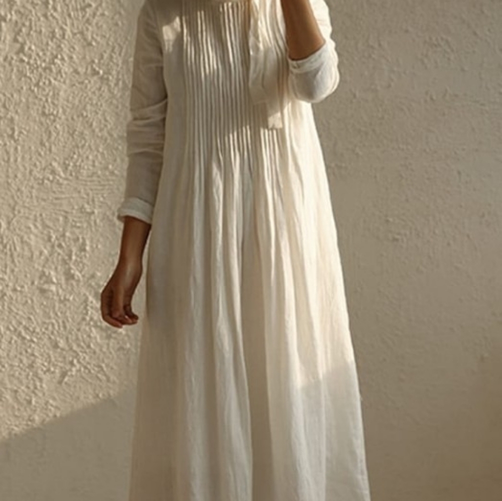 Elegant Cream Long-Sleeve Dress.Slow Fashion XS Fits Up To A Medium. Custom Made